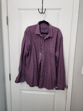 Cole Haan Men's Lavender-Purple Linen Blend Button-Down Shirt